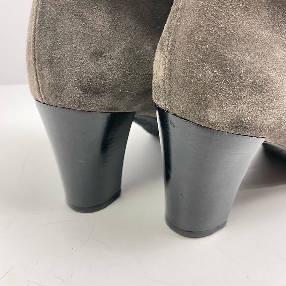 La Canadienne | Waterproof Gray Suede Leather Heel Mid Calf Booties - Picture 7 of 9